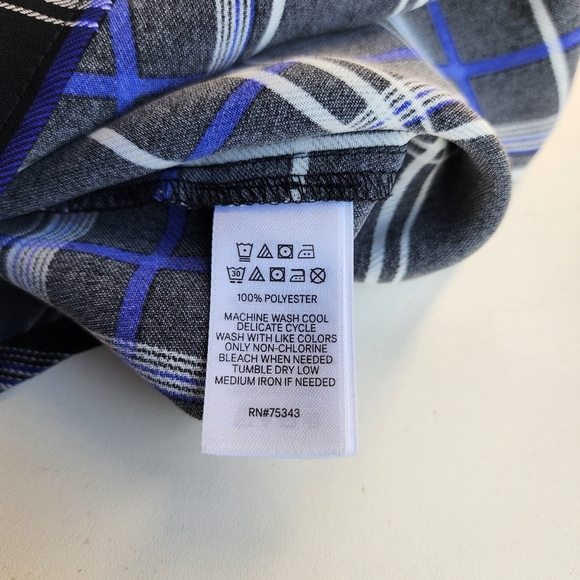 Cynthia Rowley Women Short Sleeve Dress Black Blue Plaid Shift Relaxed Zip Sz 10 - Picture 13 of 13